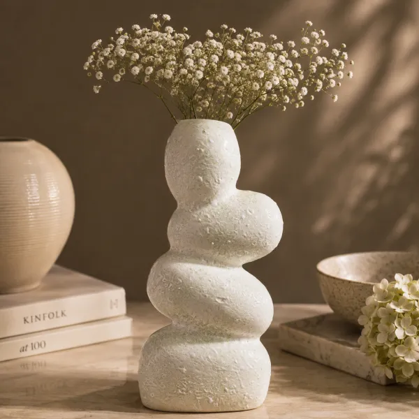 "Kumano" Stacked Pebble Ceramic Statement Vase hover