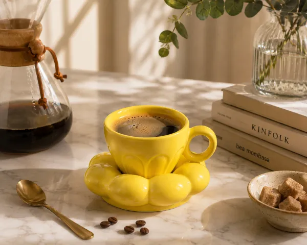 "Bloom Bubble" Ceramic Cup & Saucer Set