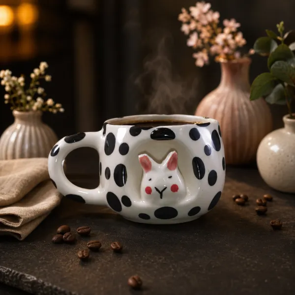 "Polka-Bunny Nook" Artisan Mug