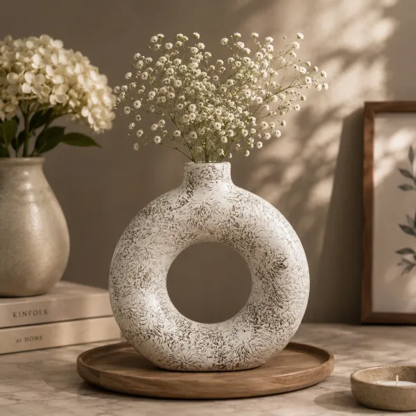 "Circa" Geometric Donut Ceramic Vase