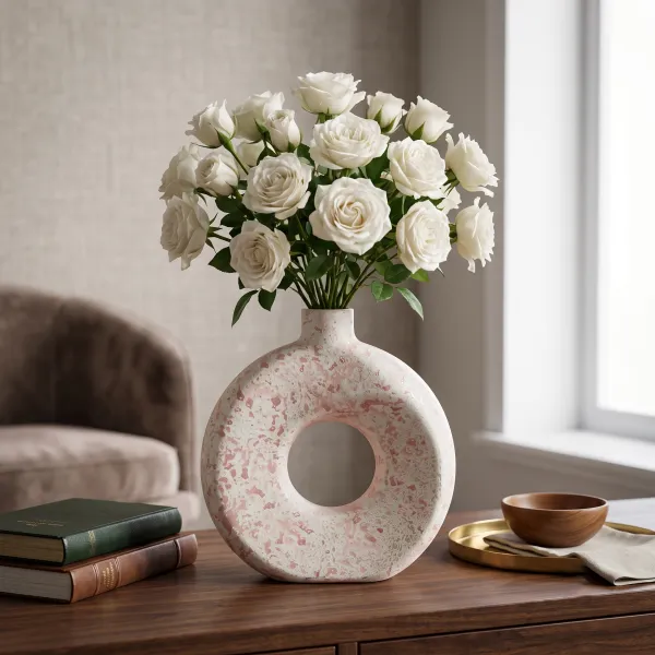 "Blush" Minimalist Donut Ceramic Vase