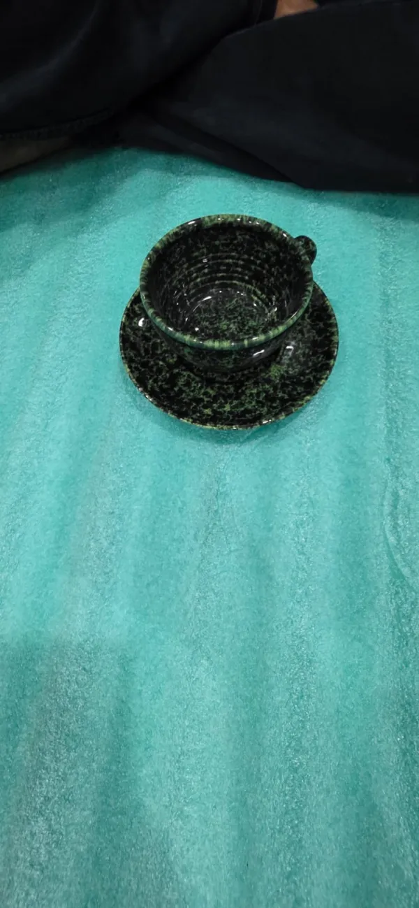 "Midnight Forest" Speckled Teacup & Saucer Set