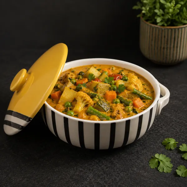 "Solar Stripe" Covered Serving Casserole