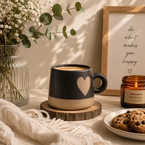 "Dil-Se" Matte Midnight Heart Artisan Mug