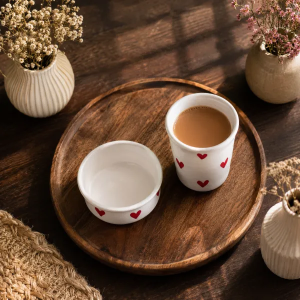 "Dil-Se" Hand-Painted Ceramic Cup & Deep Saucer Set