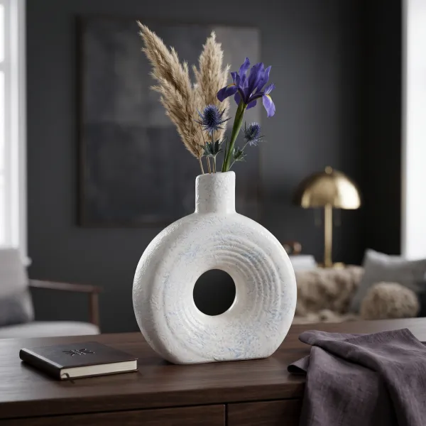 "Glacie" Frosted Donut Ceramic Vase