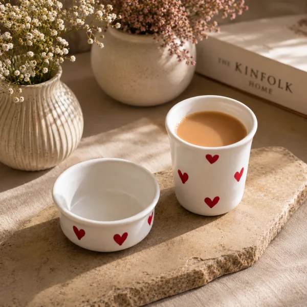 "Dil-Se" Hand-Painted Ceramic Cup & Deep Saucer Set hover