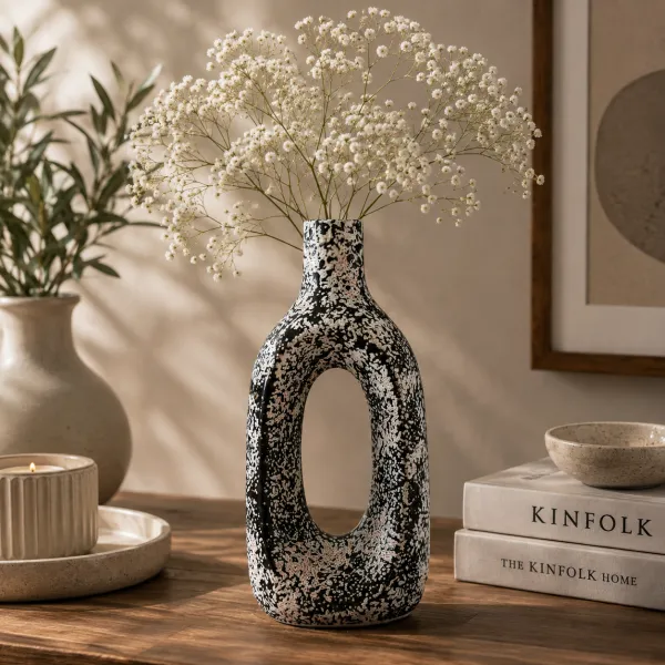 "Fenestra" Oval Loop Ceramic Statement Vase