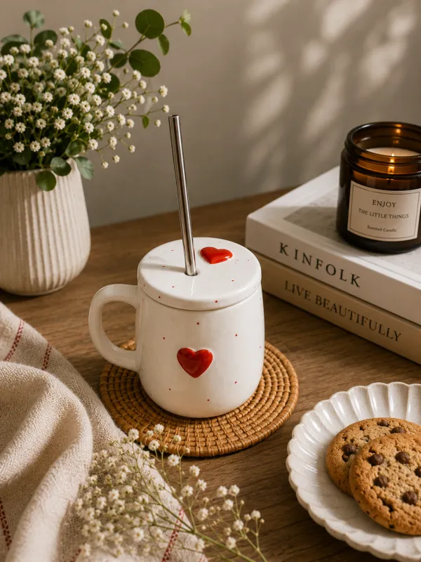 "Sweetheart Dot" Ceramic Desk Sipper Mug