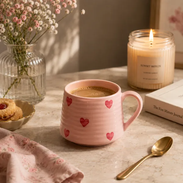 "Sweetheart Pink" Textured Ceramic Mug hover
