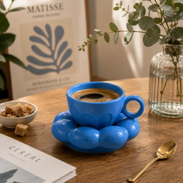 "Bloom Bubble" Ceramic Cup & Saucer Set hover